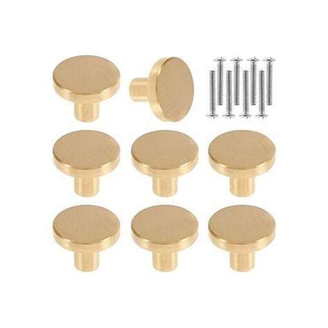 Odipie – Boutons de porte ronds en laiton massif – Poignées vintage pour meubles – 20 mm x 25 mm – Lot de 8 avec vis en cuivre (1/5)