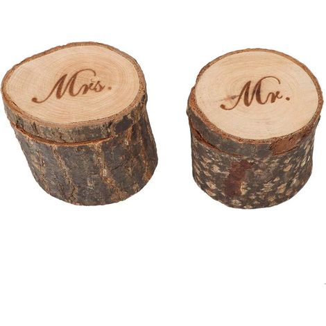 2-Piece Retro Wedding Ring Box Set, Single Ring Container, Jewelry Holder, Storage Case (Mr & Mrs) (1/5)