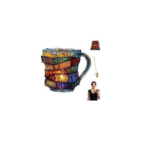 KZQ – Tasse à café en forme de livre 3D – Mug empilable décoratif pour Halloween et Thanksgiving – Cadeau pour passionnés de lecture (1/2)