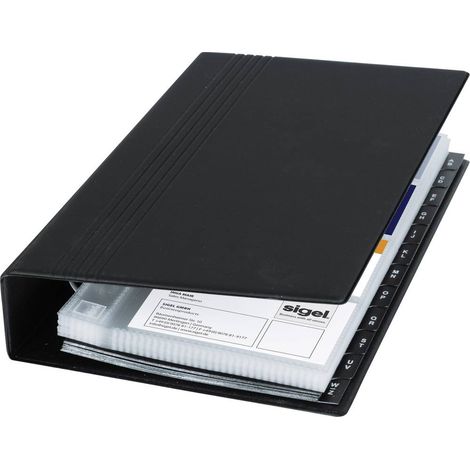 Sigel VZ300 Classeur à anneaux pour cartes de visite 200 cartes (l x H x P) 147 x 265 x 44 mm noir (mat) matière plasti (1/5)