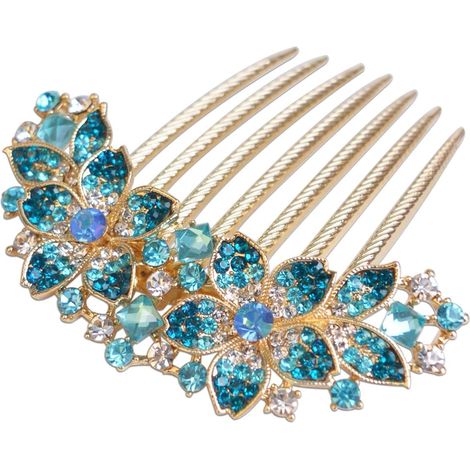 Peigne à cheveux orné de strass et de fleurs incrustées – Barrette élégante pour femme, cadeau idéal pour la fête des mères. (1/5)