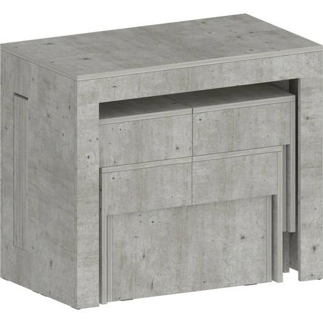 Dmora - Tisch- und Stuhlset Eric, Mehrzweckkomposition, Set mit Konsole und 2 ausziehbaren Bänken, 100 % Made in Italy, 66 x 25 x 45 cm, Zement, mit verstärkter Verpackung
