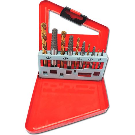 Kit de 10 extracteurs de vis en acier rapide pour vis endommagées, avec forets pour équipements industriels (1/5)
