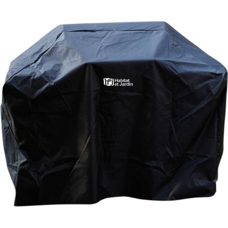 Habitat Et Jardin – Housse de barbecue waterproof 140 x 110 cm – Tissu Oxford 70% polyester – Protection contre intempéries et salissures – Noir