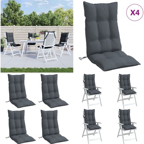 Coussins de chaise à dossier haut lot de 4 anthracite - Coussins De Chaise - Coussin D'extérieur - Coussin Décoratif - Tissu Oxford - Coussin Confortable - Home & Living (1/5)