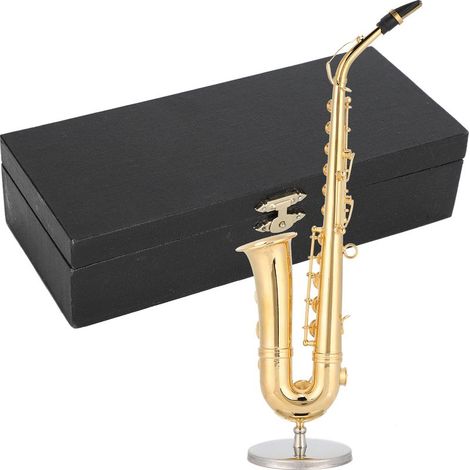 Miniatur-Dekorationssaxophon 19 cm – Modell-Musikinstrument, handgefertigtes Geschenk (1/5)