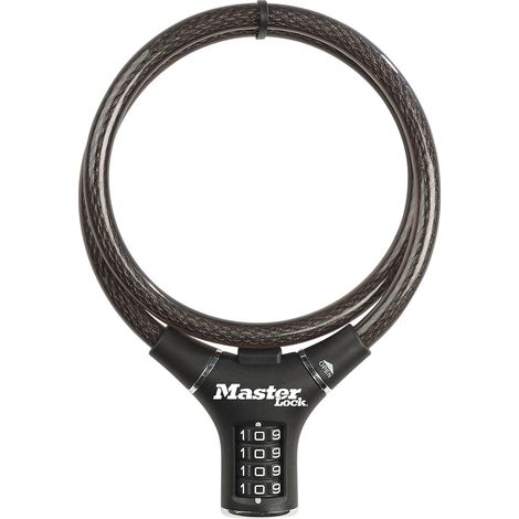 MASTER LOCK Fahrradschloss Kabelschloss [Zahlenschloss] [90 cm Stahlkabel] [Wetterfest] 8229EURDPRO - Ideal für Fahrräder, Elektrisches Fahrradectric, Skateboards, Kinderwagen, Mähmaschine und andere  (1/5)