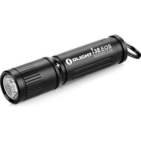 royaluxe - Olight® i3E EOS Mini Lampe torche porte-clés 90 Lumens noir,Petite Lampe de Poche Avec AAA Pile pour Cyclisme Randonée Letcture Travail(Cu) [Classe énergétique B]