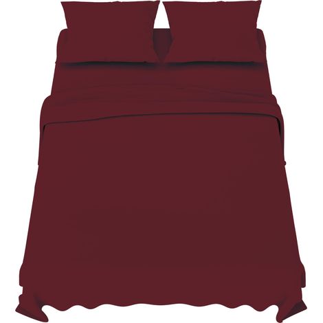 Parure de Lit 180x200 cm Bordeaux Microfibre Douce (1/5)