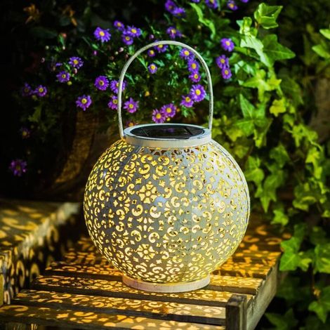 Lanterne solaire d'extérieur grand format, décoration de jardin étanche, cadeau pour maman, lampe solaire pour table de patio, allées, cadeau de Noël pour grand-mère, épouse (blanc, 1 pièce) (1/4)