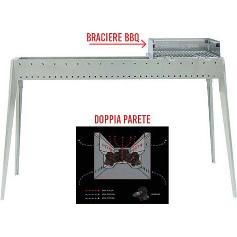 Barbacoa de acero inoxidable para arrosticini con parrilla de carne Spit Grill El Gaucho