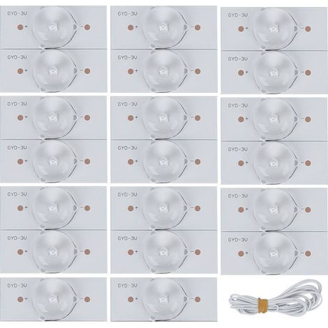 LED SMD 3V avec filtre à lentille concave sur plaque en fibre de verre pour la réparation de téléviseurs LED (20 pièces) (1/5)