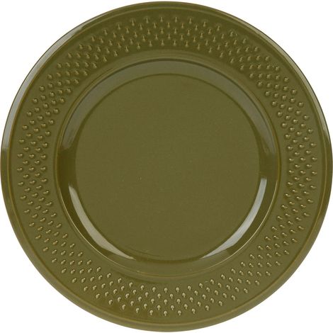 Assiette Plate Modèle Grain de Riz Faïence Coloris Kaki Ø 27 cm
