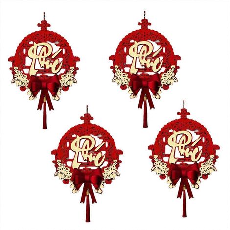 Pendentif de la Fête du Printemps avec inscription vietnamienne et nœud de bénédiction (1/5)