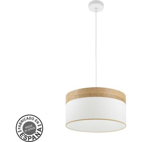 Anhänger Cloe 1xe27 Weiß/weiß-helles Holz Regx40x40 cm
