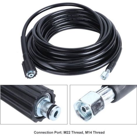 tuyau pour nettoyeur haute pression 10 m M14xM22 filetage tuyau de nettoyage haute pression accessoires de piscine outils (1/4)