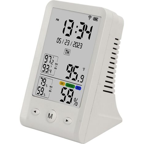 Thermomètre-hygromètre DM145C-WIFI Tuya, affichage heure et date, commutation °C/°F, sonde WiFi avec batterie intégrée, vidéo démo incluse (1/5)
