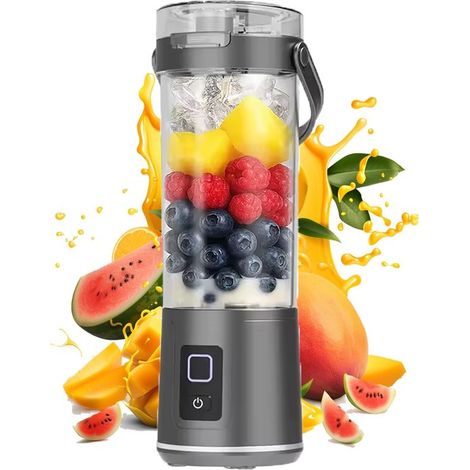 Blender Portable 600 ml Gris Commande Tactile - Mixeur Personnel Rechargeable USB pour Smoothies Shakes et Jus (1/5)
