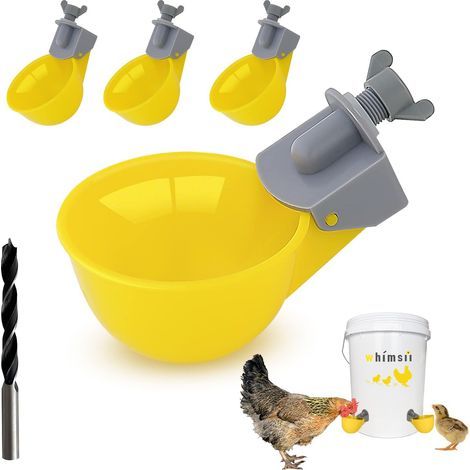 Gobelets eau poulet - 6 pièces, Abreuvoir automatique anti-fuite contient 50% eau en plus - Pour poussins/canards/cailles/dindes (1/5)