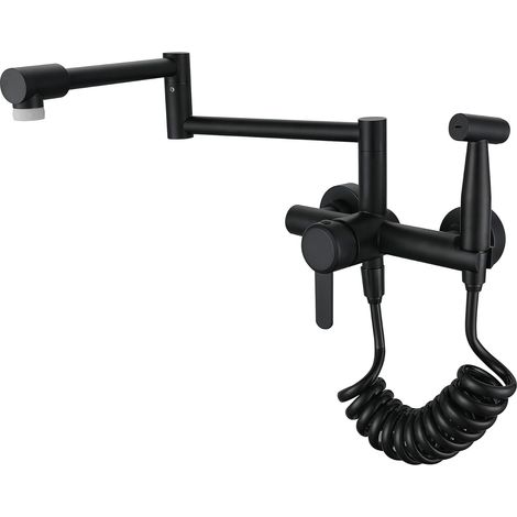 Rubinetto da cucina a parete SJQKA con spruzzatore Materiale in acciaio inossidabile 304 Modalità di uscita doppia Rubinetto per lavello da cucina Miscelatore da cucina a parete con spruzzatore (1/5)
