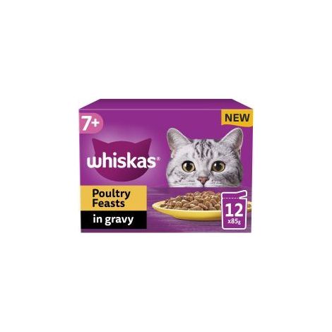 Whiskas 7+ Poultry Feasts Senior Wet Cat Food Pouches in Gra - 85g - 811947