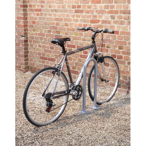 Mottez – Range-vélos rond pour 4 vélos – B143C2RON – Tube Ø 40 mm – Platine Ø 162 mm – Finition zinguée avec peinture époxy grise (1/2)