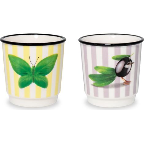 WD LifeStyle Set 2 Bicchierini Caffé Decoro Farfalla e Oliva