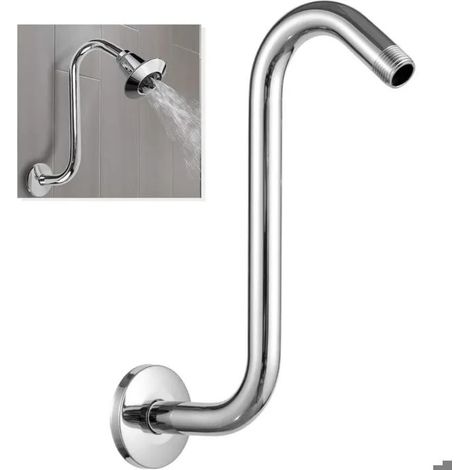 Rallonge de bras de douche en acier inoxydable 20 cm, fixation murale, pour pommeau de douche (1/5)