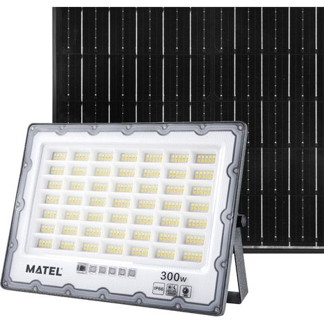 Proiettore LED con pannello solare programmabile e telecomando (200W 3CCT 2500lm) IP65 28,4x20,7cm grigio
