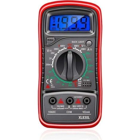 XL830L Digital Multimeter, Voltmeter Ammeter, Portable LCD Ohmmeter with Backlight, Shockproof Silicone Case, High Precision Measurement for Automotive and Home Appliances (1/4)
