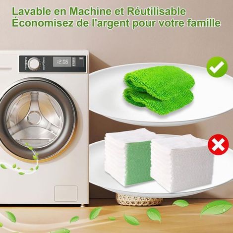 Lingettes Réutilisables - Microfibre - Pour Système Balai Humide Ou Sec - Adaptables À Tous Types De Sols - 10 Pièces (1/5)