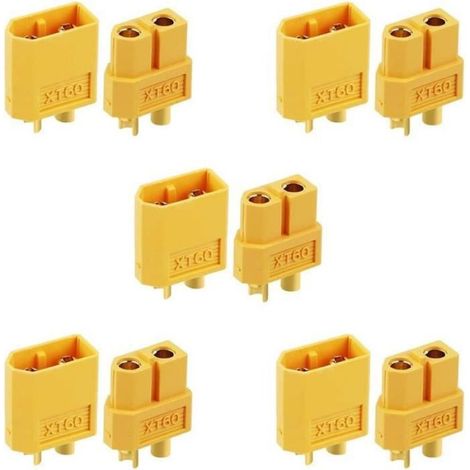 Connecteur XT60 - Prise Mâle et Fiche Femelle pour Batterie RC - Compatible Modèles Télécommandés - 5 Paires (1/3)