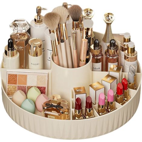 Boîte de rangement cosmétique rotative pour bureau, organisateur de commode de maison pour rouge à lèvres, fard à paupières et porte-pinceaux de maquillage (1/5)