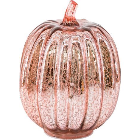 Citrouille lumineuse en illuminée par LED centre de table d'automne pour Thanksgiving verre or rose (1/4)