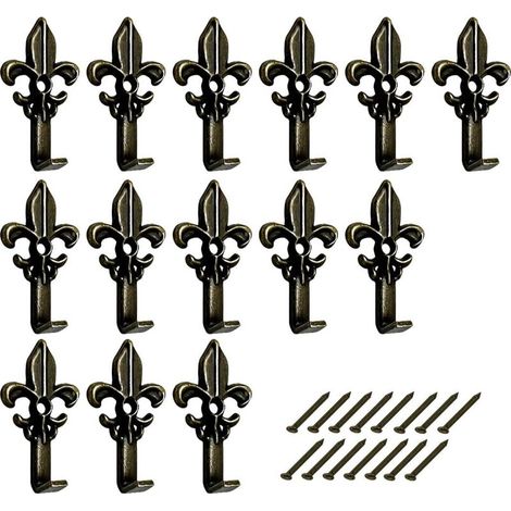 Sistema per appendere cornici, montaggio a parete, set di 15 ganci a forma di giglio con chiodi, ganci da 3 cm per appendere cornici, quadri e dipinti. (1/5)