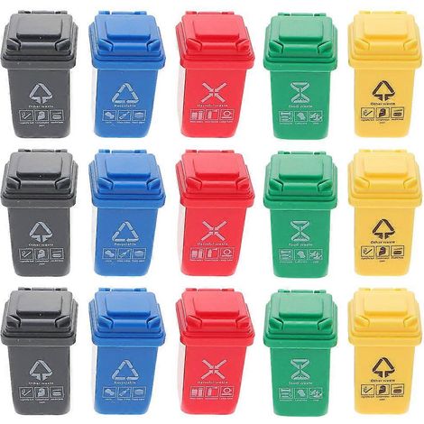 Lot de 15 poubelles miniatures pour maison de poupée, modèle réduit de poubelle pour petite maison. (1/5)