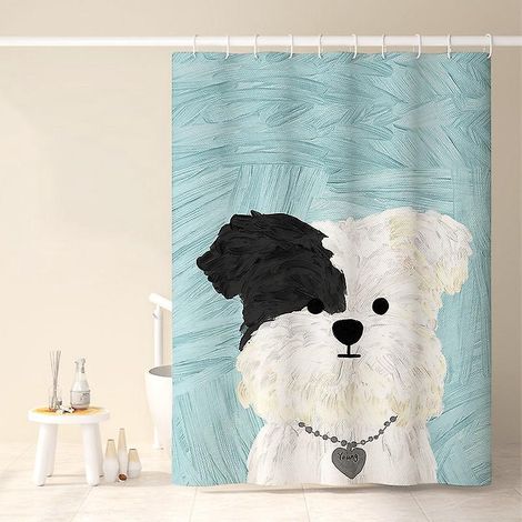 120180cm Cartoon Puppy Shower Curtain 2, Rideau De Douche Impermable Avec Crochets, Haute Qualit, Anti-moisissure, Facile Nettoyer, Joliment Im (1/5)