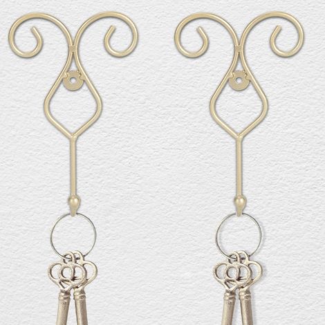 Lot de 2 crochets muraux pour salle de bain ou cuisine, porte-tableaux, porte-serviettes, porte-vêtements, porte-chapeaux, doré (1/5)