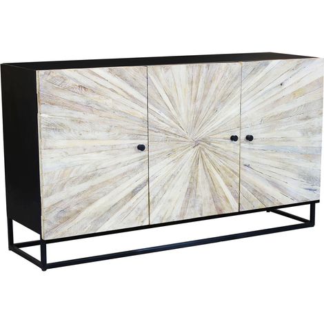 Mobile credenza da interno soggiorno salotto a 3 ante in legno di mango e struttura in metallo Linea Elegance (1/5)
