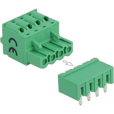Delock Bloque de terminales fijado para PCB 4 pin 5,08 mm paso horizontal