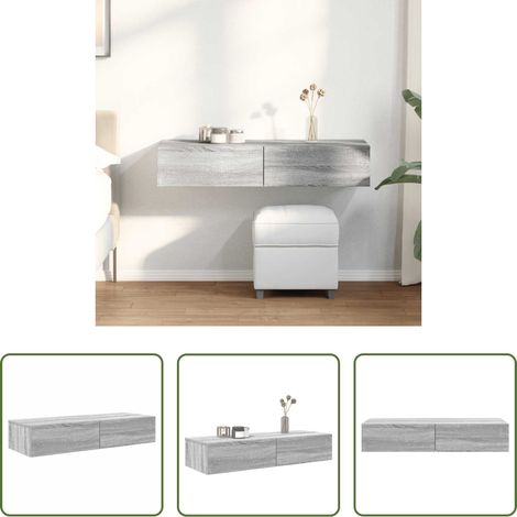 Schubladenregal - Wandregal mit Schubladen Grau Sonoma 100x36x19 cm Holzwerkstoff (1/5)