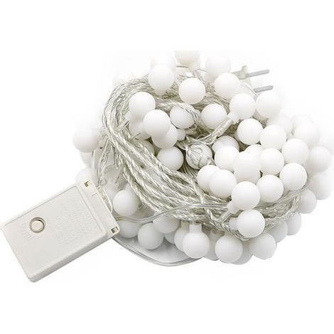 Guirnalda de luces para interiores y exteriores, 5 m, 50 LED, resistente al agua IP44, funciona con pilas, 8 modos con mando a distancia y temporizador, ideal para jardín, bodas, fiestas y decoración  (1/5)