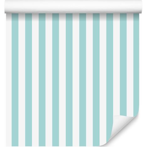 Papel pintado a rayas verde celadón y blanco para salón y dormitorio, 50x1000 cm. (1/5)