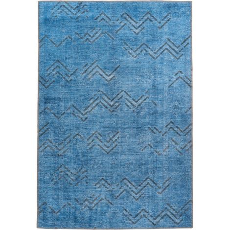 Tapis Tissé à Poils Courts "Antique" Bleu 80 x 150 cm (1/3)
