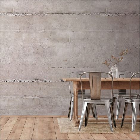 Photo wallpaper Profhome 392521 hot embossed non-woven wallpaper smooth in concrete look matt grey cream 1.59 m x 2.8 m (1/4)