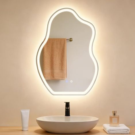 GBLY Espejo baño asimétrico LED 50x70 cm pared IP44 táctico antivaho luz regulable (1/5)