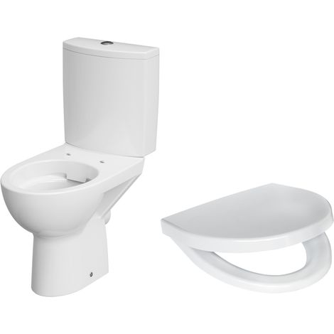 Pack WC japonais lavant sans bride – Cuvette carénée en porcelaine vitrifiée – Mécanisme 3L/6L – Abattant frein de chute antibactérien – Anconetti