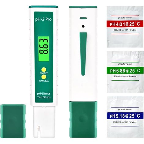 pH Mètre Numérique avec Litmus Bandelette Test Fonction/Température, Multifonctionnel Testeur pH Piscine 0,01 Haute précision, Testeur Qualité Eau avec Fonction ATC (1/5)