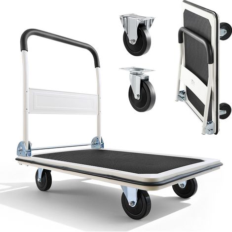 Chariot à Plateforme Pliable Charge 299,37 kg Chariot à Plateau Pliable 90x61 cm pour Manutention et Déplacer les Objets Volumineux et Lourds, avec Roues Pivotantes, Poignée à Pousser Compacte (1/5)