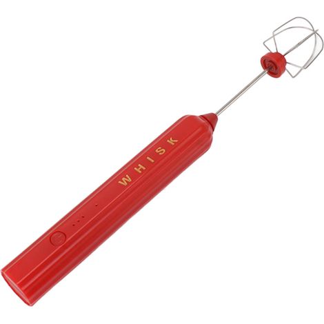 Elektrischer Edelstahl-USB-Haushaltsmixer, kleiner tragbarer Akku-Mixer, Schneebesen und Milchaufschäumer, rot (1/5)